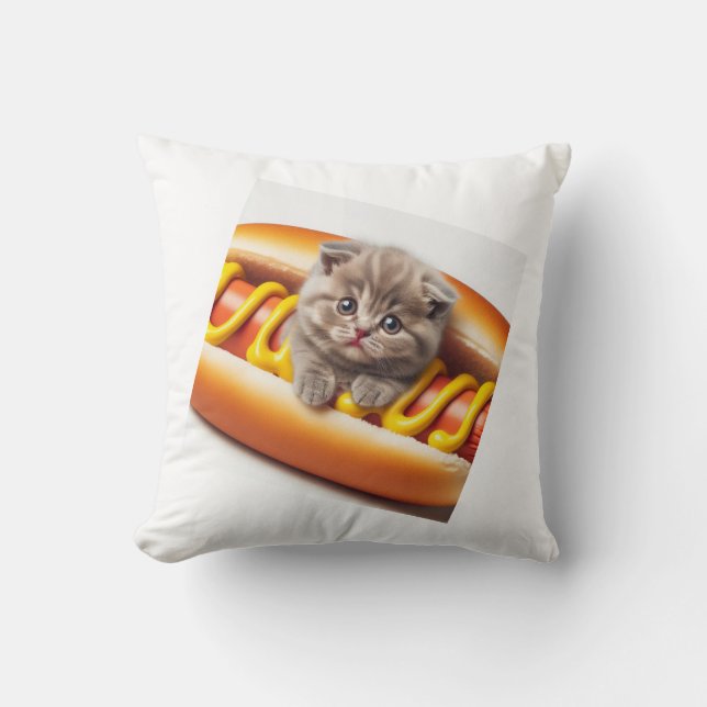 Almofada cat in hot dog and mustard  (Frente)
