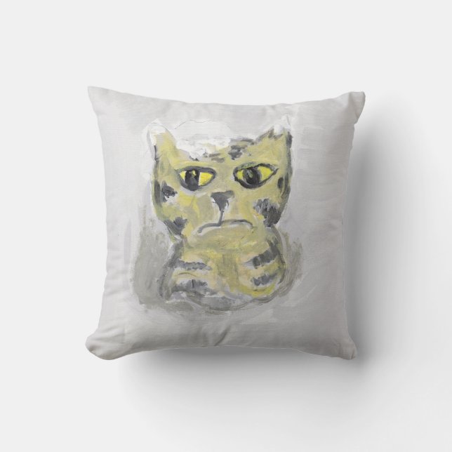 Almofada Cat in Snow FolArt Painting Winter Design (Frente)