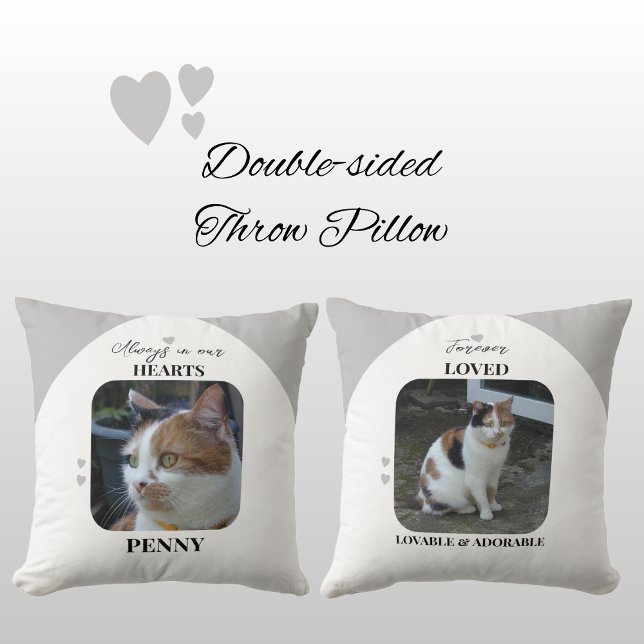 Almofada Cat Keepsasaet Pet 2 fotos da Memória cinza (Criador carregado)