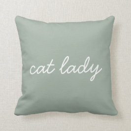 Almofada Cat Lady Simple Modern Script Lettering Sage Green