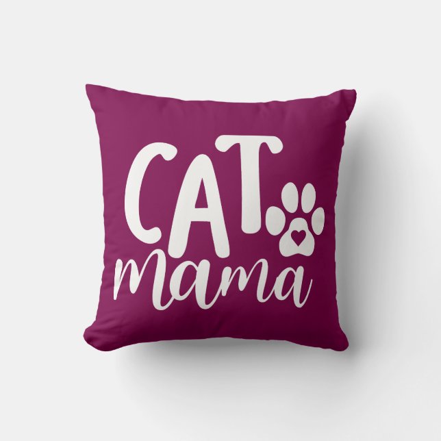 Almofada Cat Mama Cute Paw Print Typography Design (Frente)