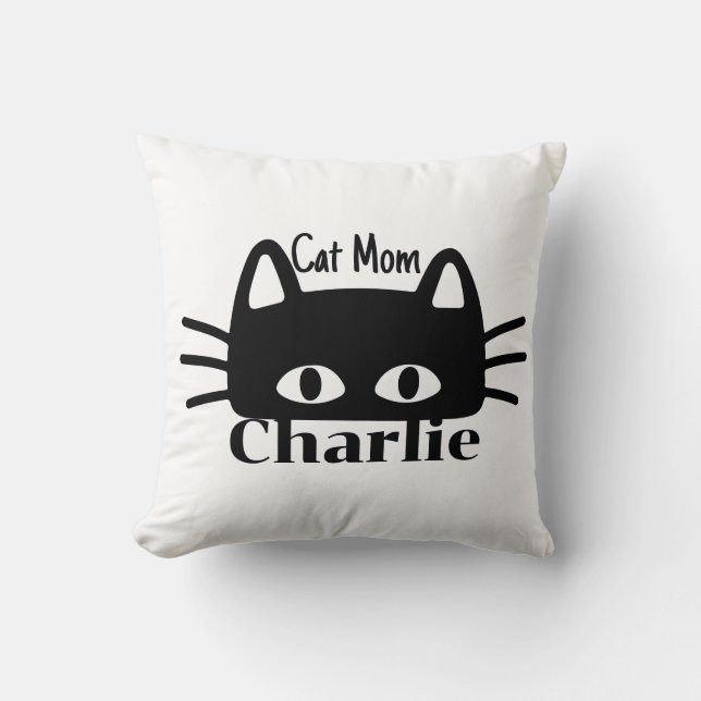 Almofada Cat mom custom cat name (Frente)