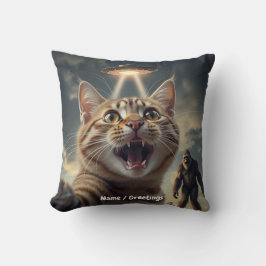 Almofada Cat Tomando Selfie com OVNI e Presente Engraçado d