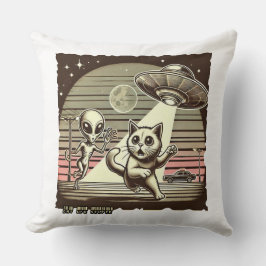 Almofada Cat UFO Selfie: Invasão de Vintage #01 Travesseiro