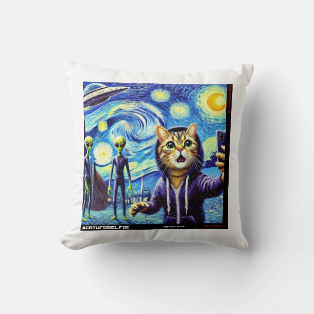 Almofada Cat UFO Selfie: Presente Do Kitten #03 (Frente)