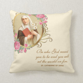 Almofada Catarina de Siena Prayer Cita Rosas Religiosos