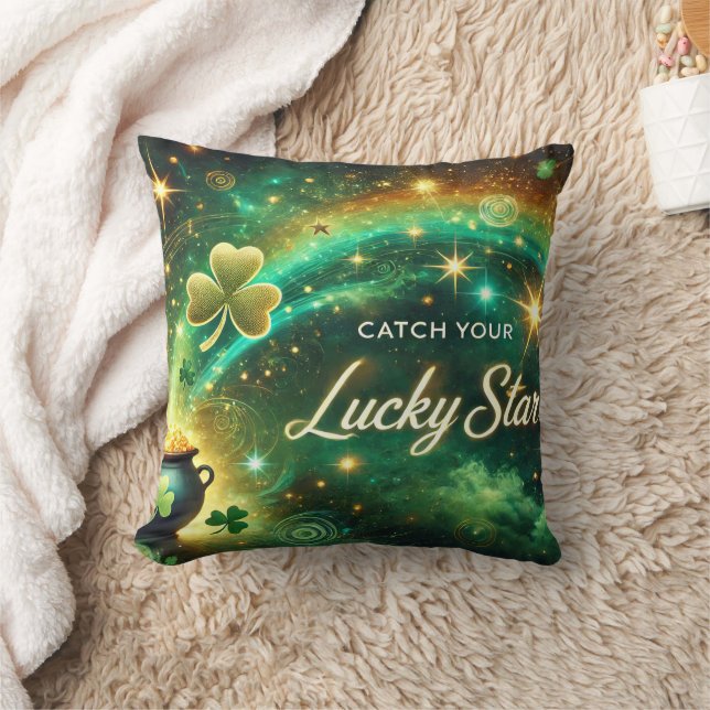 Almofada Catch Your Lucky Star Celestial Green Gold (Cobertor)