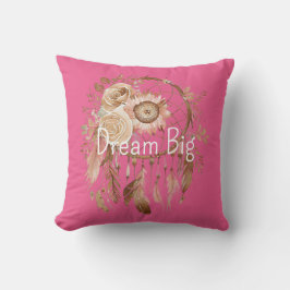 Almofada Catcher de Sonho Floral Rosa Castanho