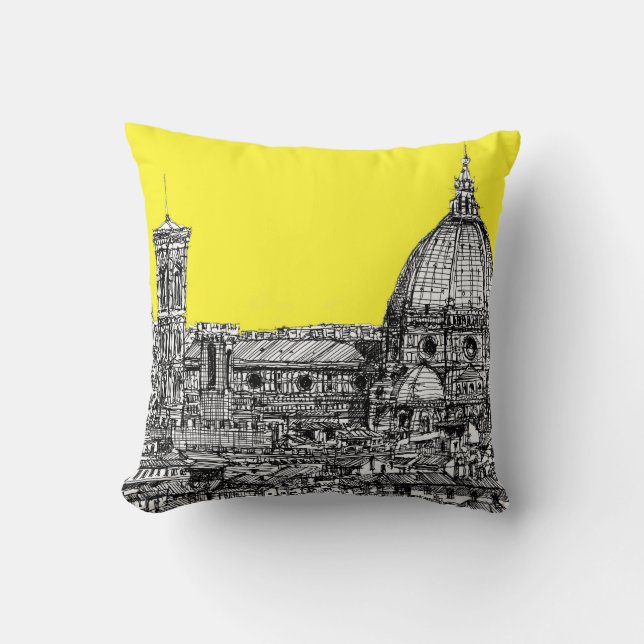 Almofada Catedral italiana no amarelo (Frente)