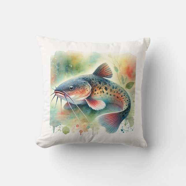 Almofada Catfish in Watercolor Art 170724AREF129 - Watercol (Frente)