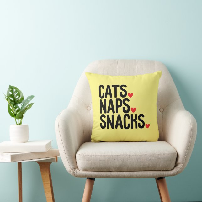 Almofada Cats Naps Snacks - Amantes de gatos (Cadeira)