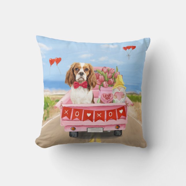 Almofada Cavalier King Cachorro Caminhão de Dia dos Namorad (Frente)
