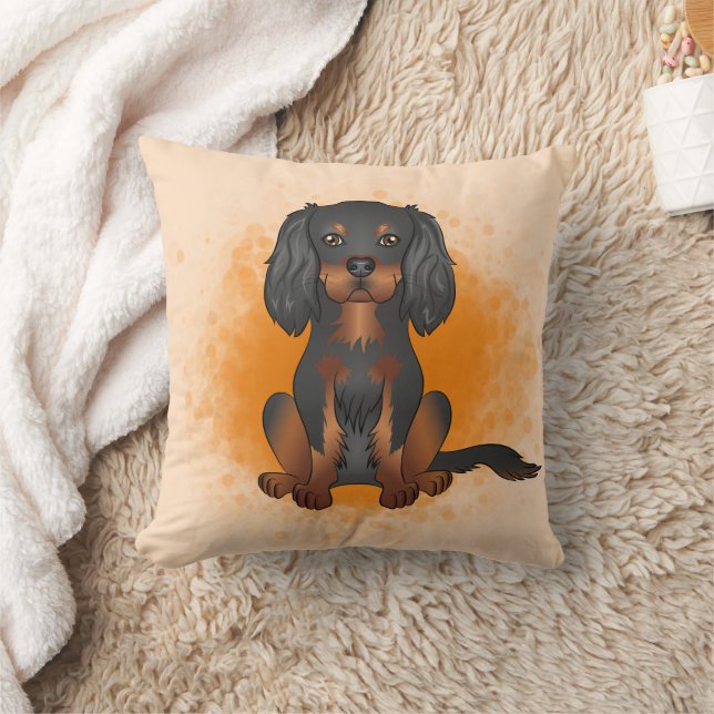 Almofada Cavalier King Charles de cor preta e acastanhada e (Cobertor)