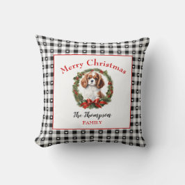 Almofada Cavalier King Charles Dog Christmas Gingham Name