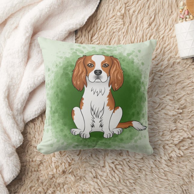 Almofada Cavalier King Charles Spaniel Blenheim em Verde (Cobertor)