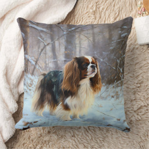 Almofada Cavalier King Charles Spaniel Deixe Nevar Natal