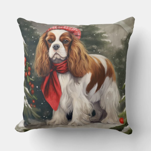 Almofada Cavalier King Charles Spaniel Dog Natal (Frente)