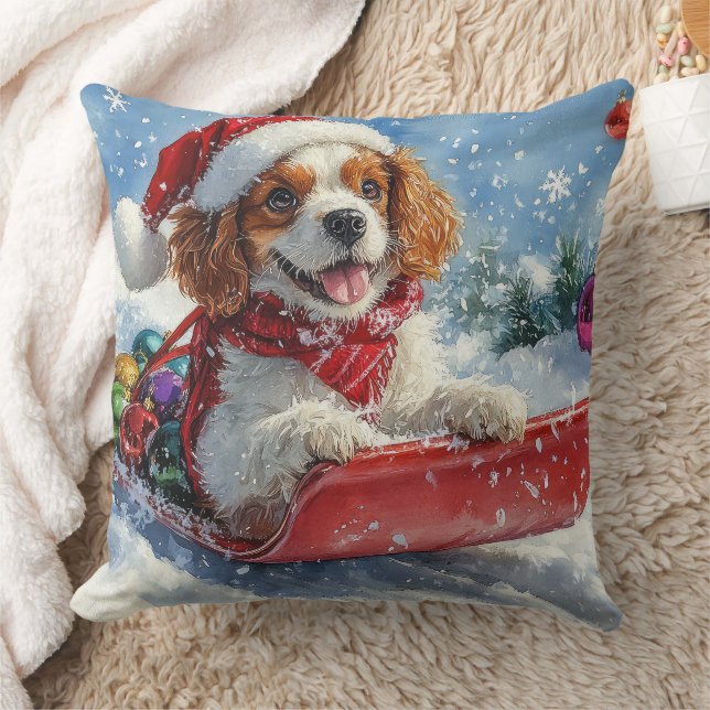 Almofada Cavalier King Charles Spaniel Dog Sledge Natal (Cobertor)
