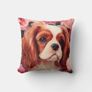 Almofada Cavalier King Charles Spaniel em Rosas