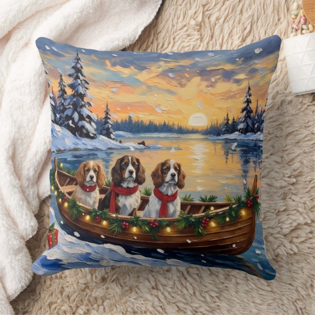 Almofada Cavalier King Charles Spaniel Natal de Barco (Cobertor)