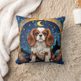 Almofada Cavalier King Charles StainGlass Night Moon