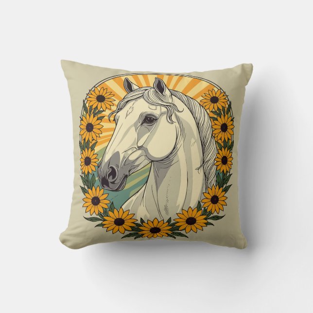 Almofada Cavalo Andando E Flores Susan De Olhos Negros (Frente)