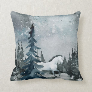Almofada Cavalo Branco da Floresta Solstício de inverno