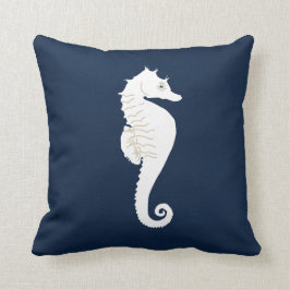 Almofada Cavalo Branco do Travesseiro decorativo Azul marin
