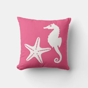 Almofada Cavalo-da-costa e estrelas-do-mar - Cor-de-rosa-co