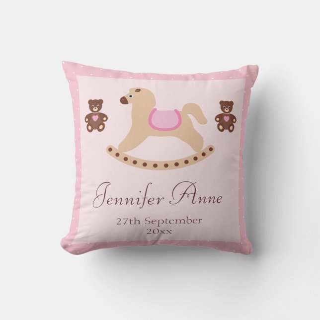 Almofada Cavalo de balanço cor-de-rosa & bebê novo dos (Frente)