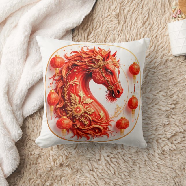 Almofada Cavalo de Fogo Vermelho - Design de Celebração do  (Cobertor)