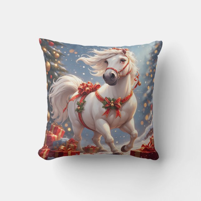 Almofada Cavalo de Natal bonito (Frente)
