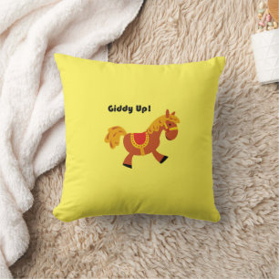Almofada Cavalo de sela castanho para cima, desenho animado