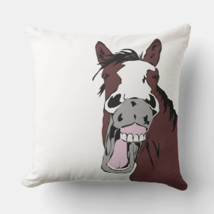 Almofada Cavalo Divertido Rindo Fazenda de Cartoon