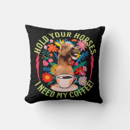 Almofada Cavalo Engraçado Humor de Amante de Café