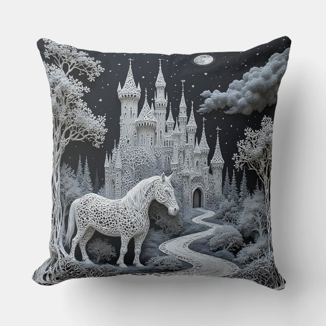 Almofada Cavalo Etéreo e Castelo Encantado (Frente)