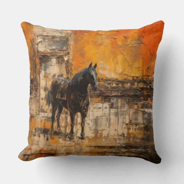 Almofada Cavalo Majestoso em Abstrato Sunset (Frente)