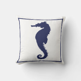 Almofada Cavalo-Marinho Azul e Branco Costeiro Náutico Prai