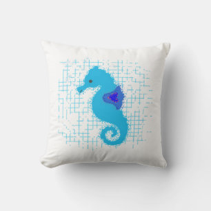 Almofada Cavalo-Marinho Azul Em Fundo Distante
