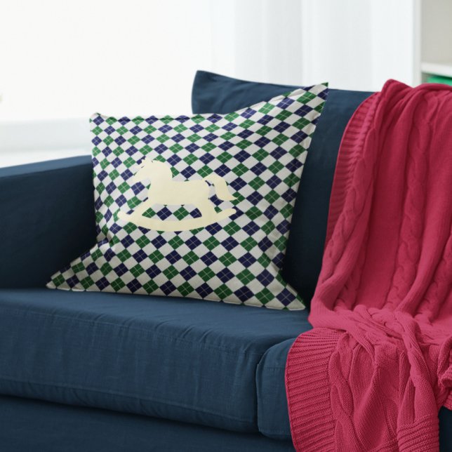 Almofada Cavalo Mecedor Preppy Argyle (Criador carregado)