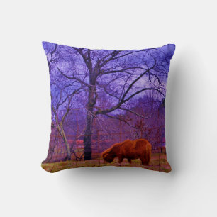 Almofada Cavalo miniatura marrom, céu Roxo