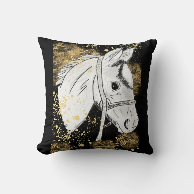 Almofada Cavalo ouro (Mãe Stanworth) (Frente)