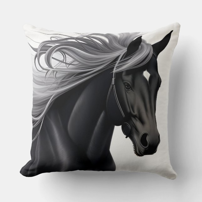 Almofada Cavalo Preto Magnífico (Frente)