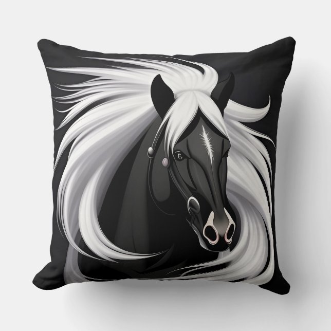 Almofada Cavalo Preto Magnífico (Frente)