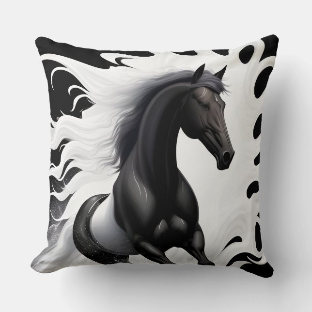 Almofada Cavalo Preto Magnífico (Frente)