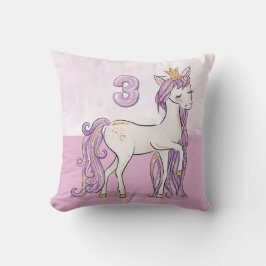 Almofada Cavalo Rosa aniversário de 3 anos de Nome Personal