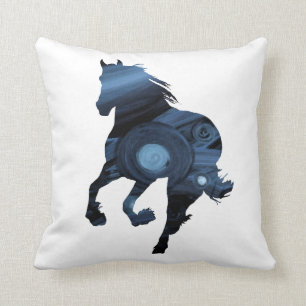 Almofada Cavalo selvagem no coxim azul do lance