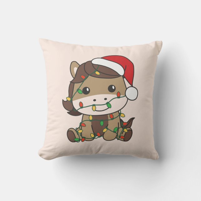 Almofada Cavalos de Natal, Animais de inverno, Cavalos de F (Frente)