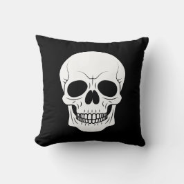 Almofada Caveira Assustadora de Halloween Preto e Branco