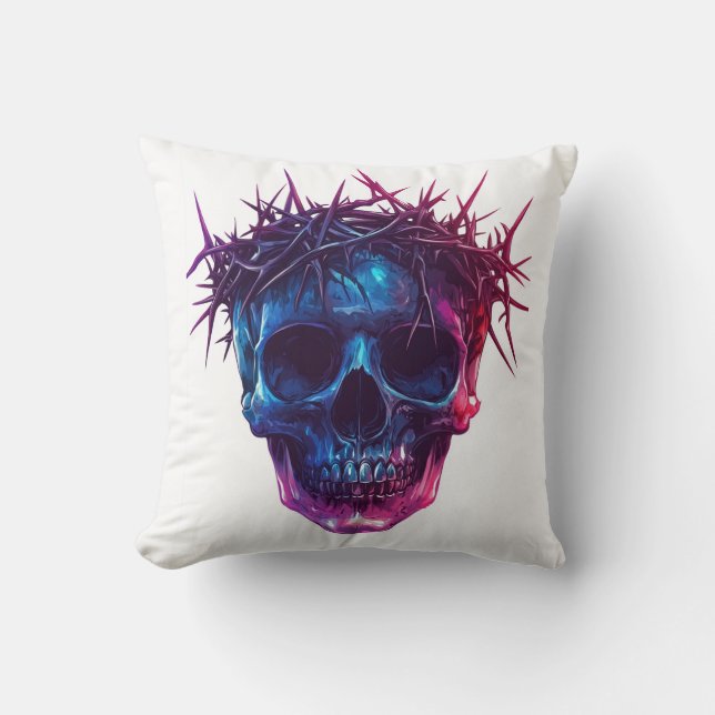 Almofada Caveira com Coroa de Espinhos (Frente)